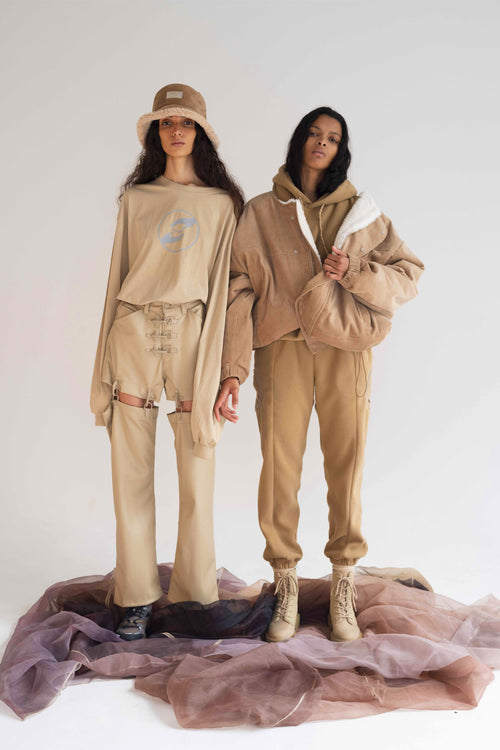 VEGAN LEATHER FIREMAN PANTS -BEIGE- | Cycle by myob
